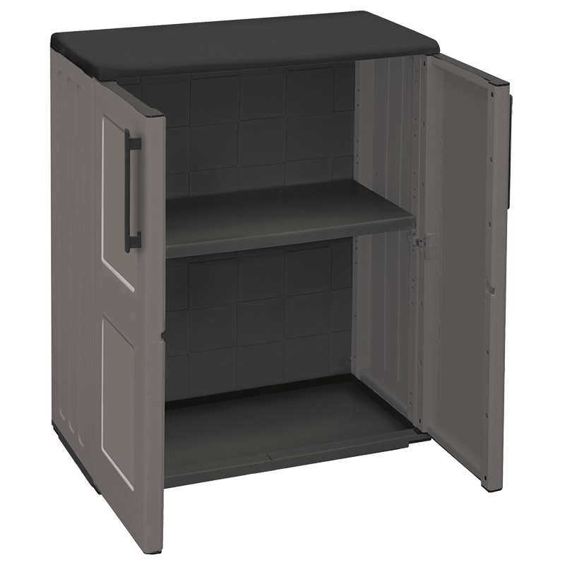 Industrial Plastic Utility Cupboard with Double Doors & 1 Shelf - 840 x 680 x 370mm (H x W x D)