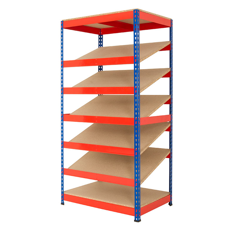Rivet Racking Kanban Shelving 5 Shelves no bins, Blue Upright & Orange Shelves