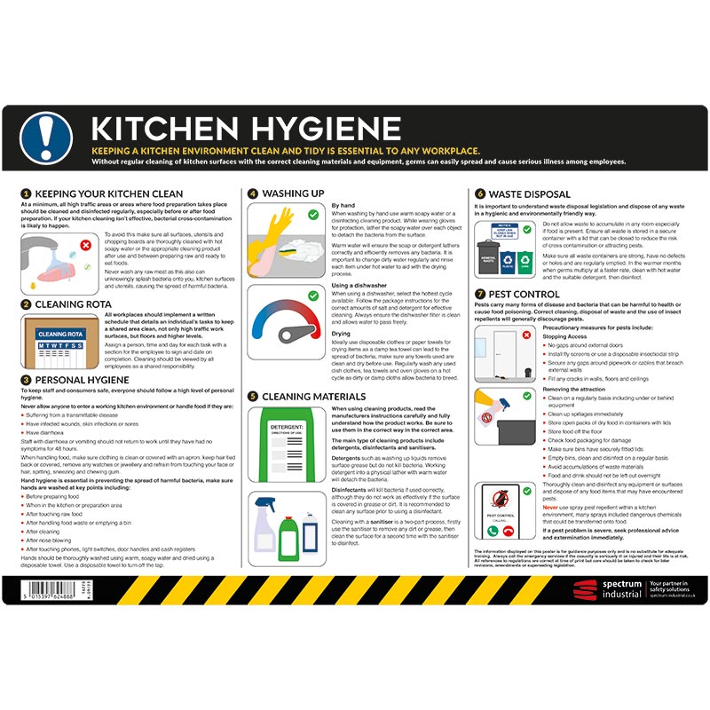 Kitchen Hygiene Safety Poster - Laminated Paper - 420 x 590mm