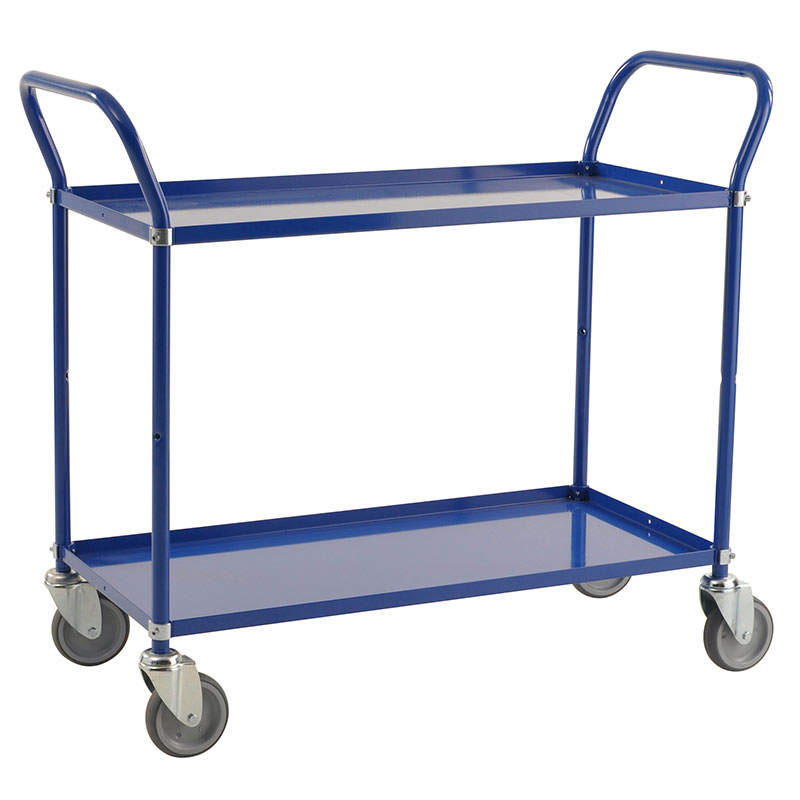 Two Tier Steel Shelf Trolley - Blue