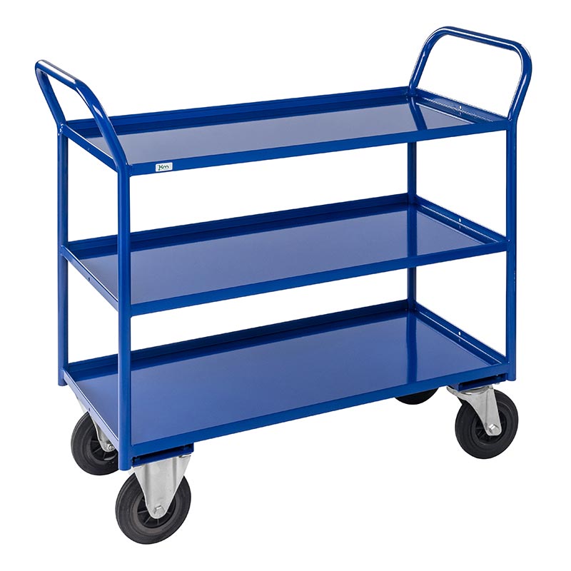 Three Tier Steel Shelf Trolley - Blue