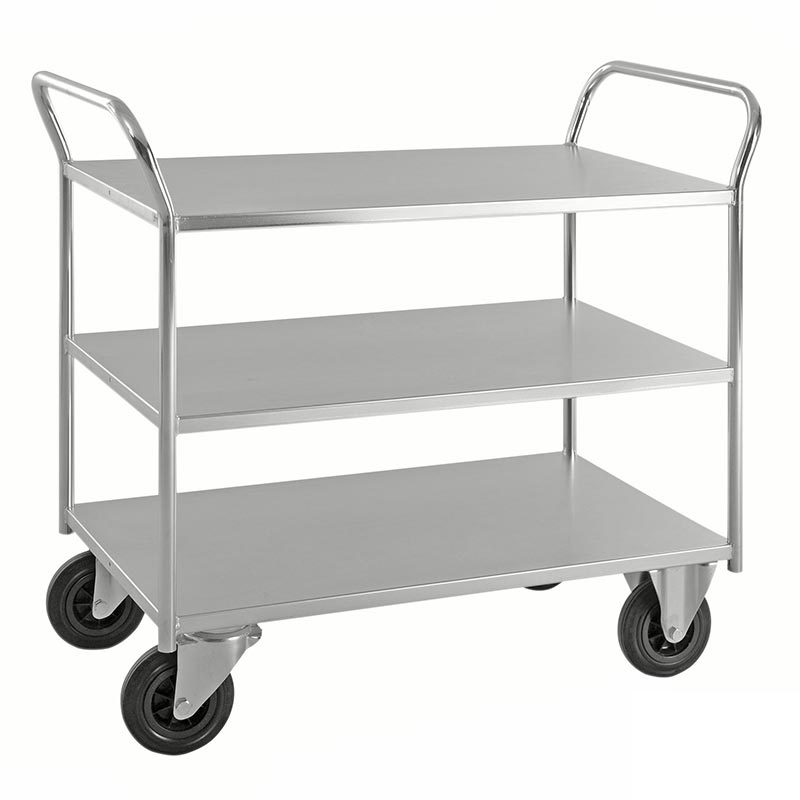 Three Tier Steel Shelf Trolley - Galvanised