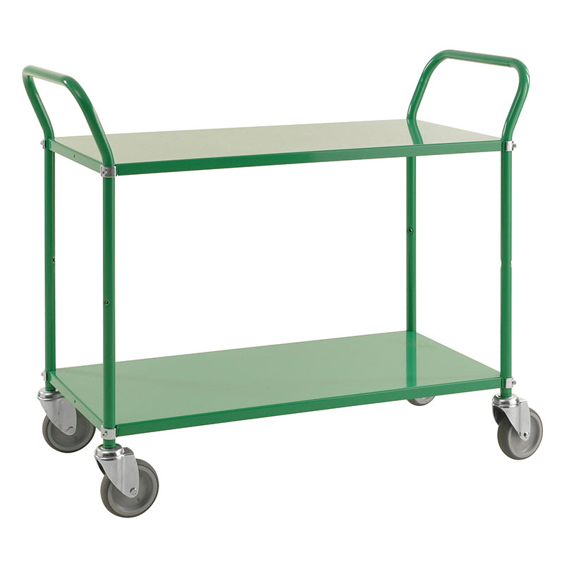Two Tier Steel Shelf Trolley - Green