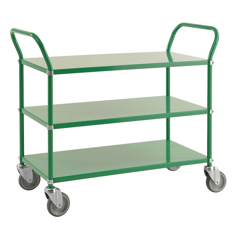 Three Tier Steel Shelf Trolley - Green
