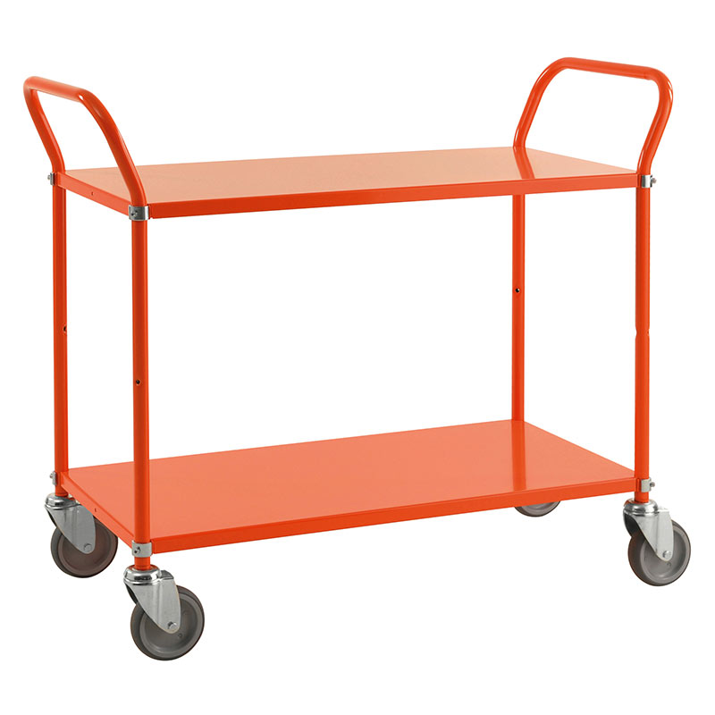 Two Tier Steel Shelf Trolley - Orange