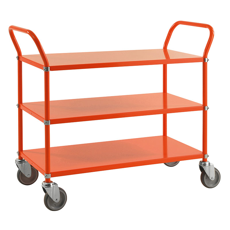 Three Tier Steel Shelf Trolley - Orange