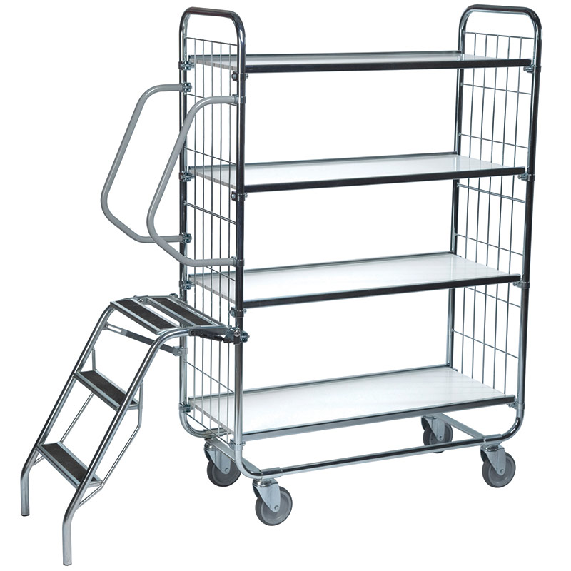 Kongamek Order Picking Picking Trolley with Fold Down Steps - 4 shelves 