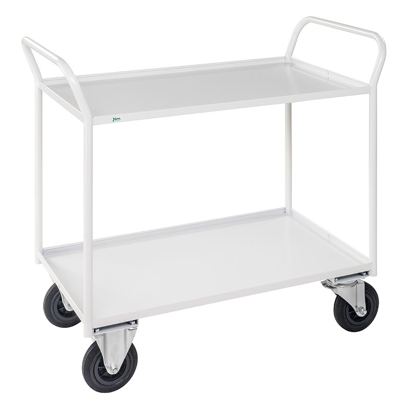 Two Tier Steel Shelf Trolley - White