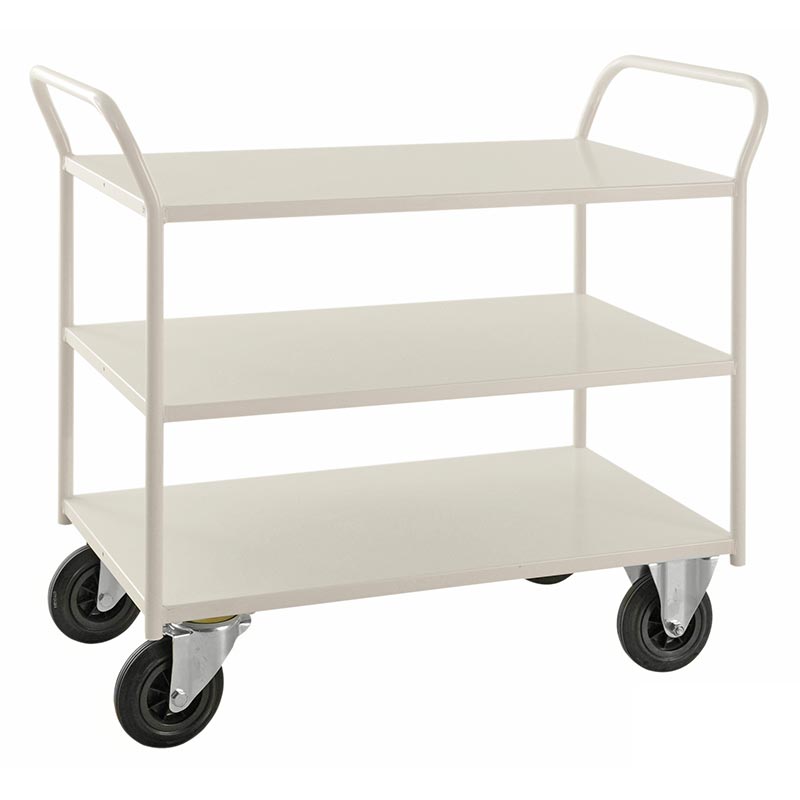 Three Tier Steel Shelf Trolley - White