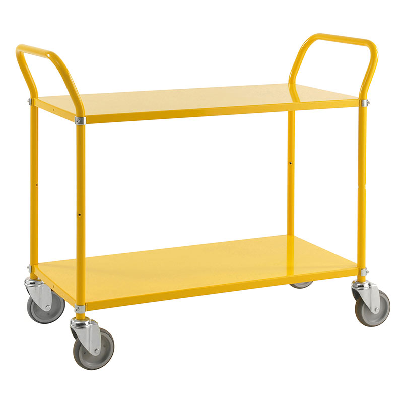 Two Tier Steel Shelf Trolley - Yellow