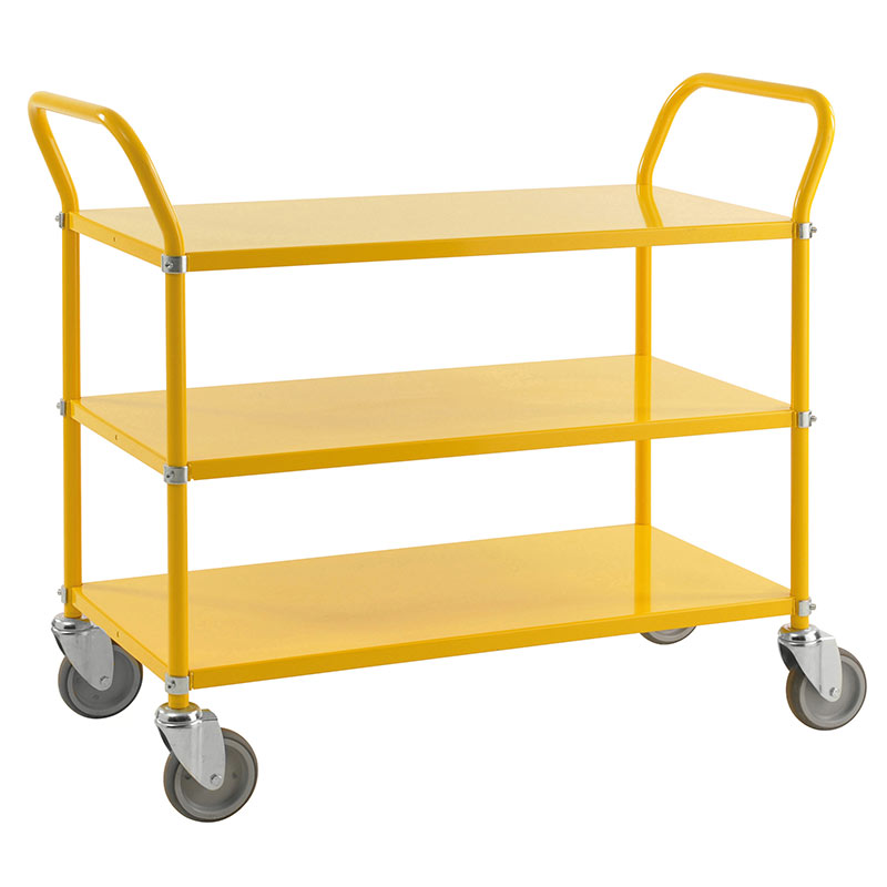 Three Tier Steel Shelf Trolley - Yellow
