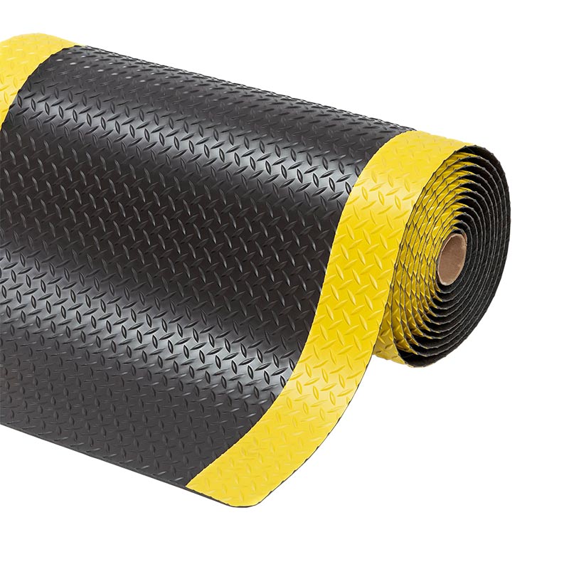 Kumfi Tough Anti-fatigue Matting Roll 600mm x 23m - yellow and black