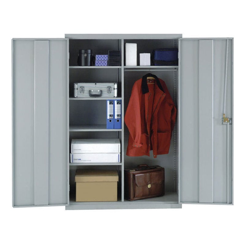 1220 w Large Volume Cupboard with Divider, 4 Shelves + Coat Rail