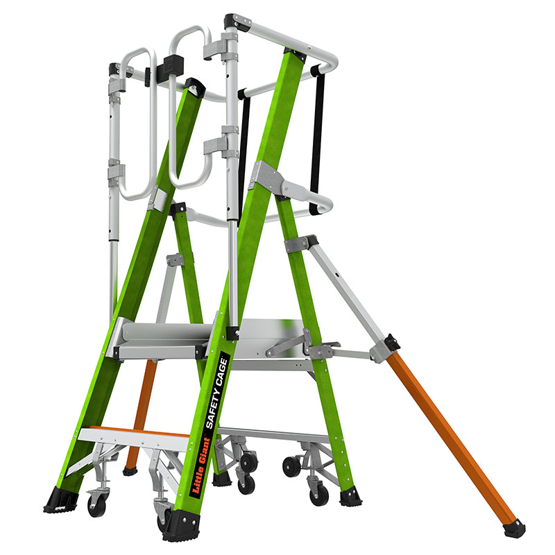 Little Giant 2-Tread GRP Fibreglass Ladder with Safety Cage™ Series 2.0 - EN131-7:2013 Rated - 560mm platform height