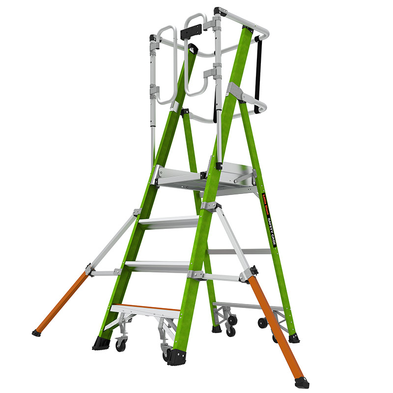 Little Giant 4-Tread GRP Fibreglass Ladder with Safety Cage™ Series 2.0 - EN131-7:2013 Rated - 1180mm platform height