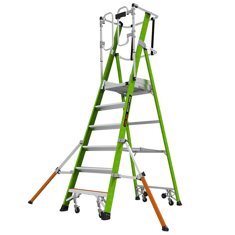 Little Giant 6-Tread GRP Fibreglass Ladder with Safety Cage™ Series 2.0 - EN131-7:2013 Rated - 1700mm platform height