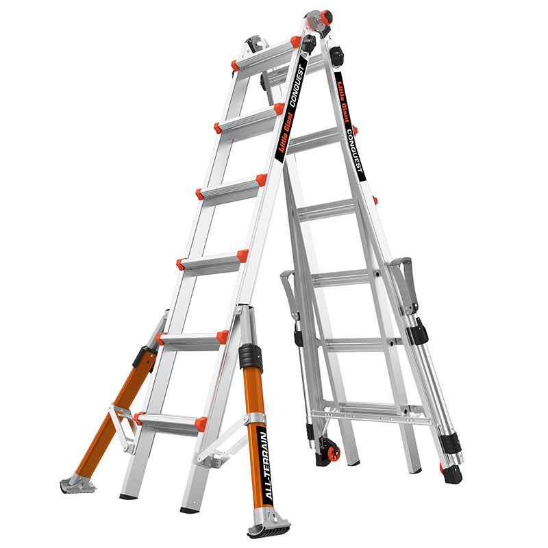 Little Giant 6 Rung Conquest All-Terrain PRO Multi-purpose Ladder - 150kg Capacity - EN131-4 Rated - 7500mm Approx. Working Height
