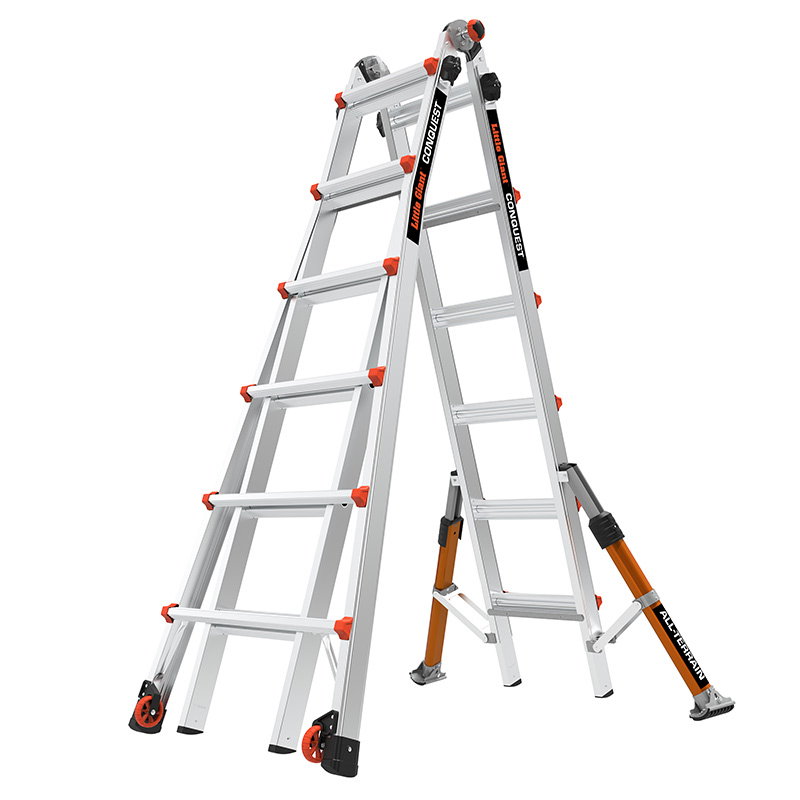 Little Giant 6 Rung Conquest All-Terrain Multi-purpose Ladder- 7500mm working height - EN131-4  compliant