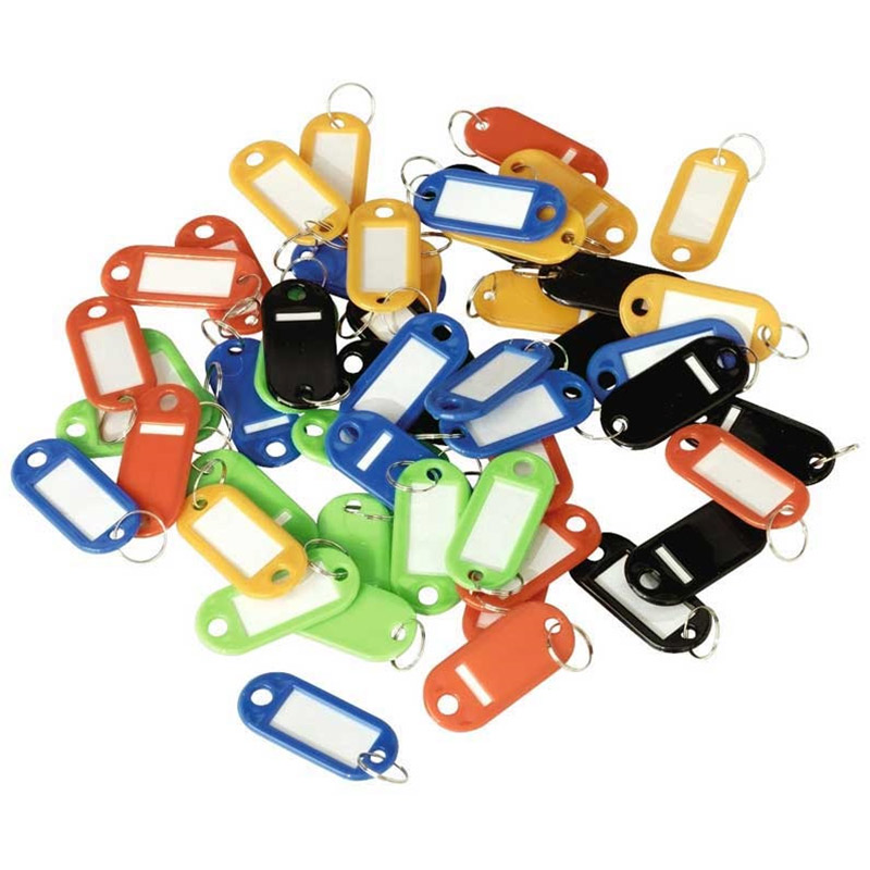 Long Key Tags - Assortment pack of 50 blue, black, yellow, green and red tags