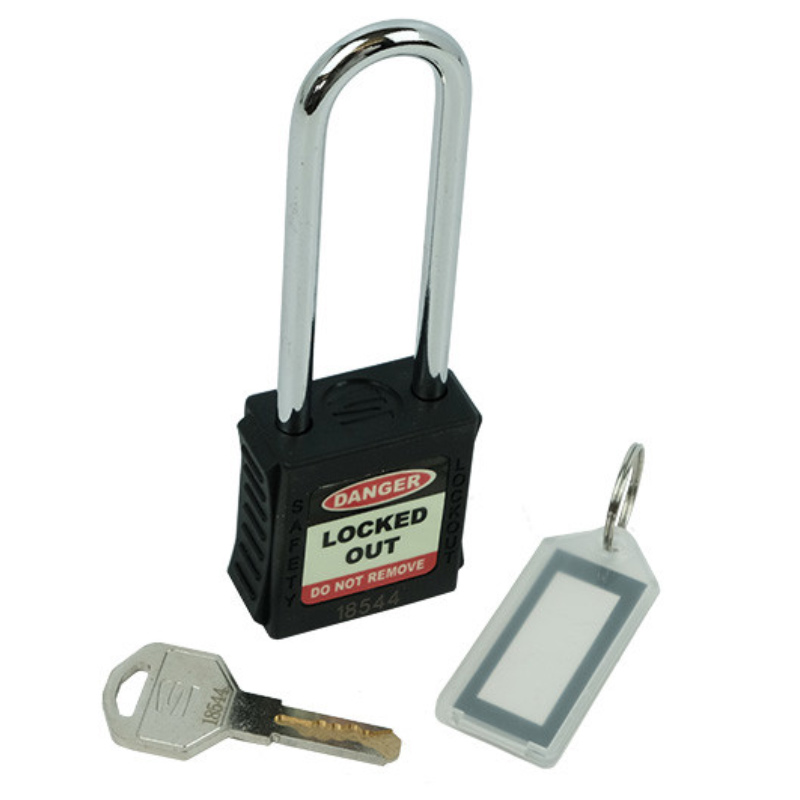 Safety Lockout Padlock - Long Shackle, Black