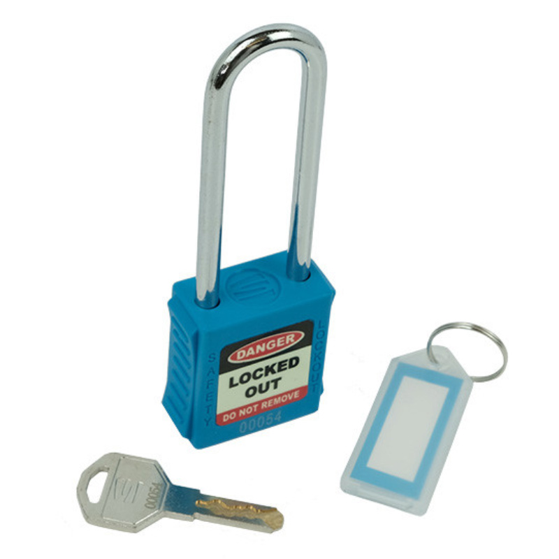 Safety Lockout Padlock - Long Shackle, Blue