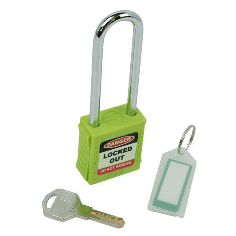 Safety Lockout Padlock - Long Shackle, Green