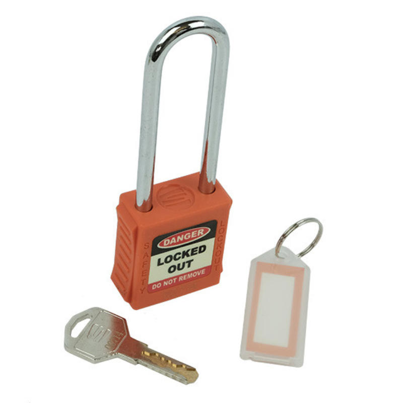 Safety Lockout Padlock - Long Shackle, Orange