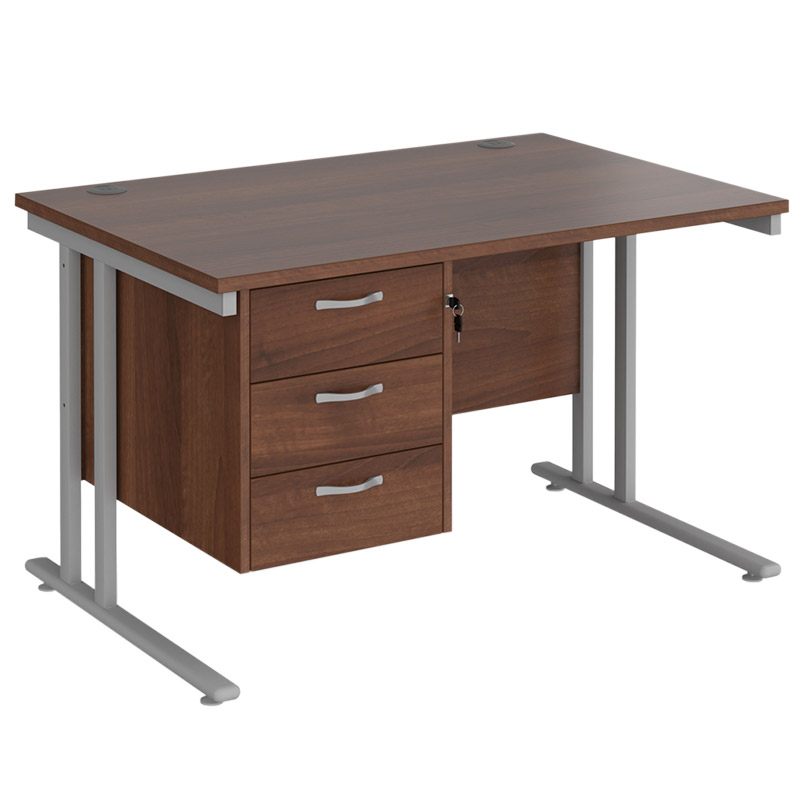 Maestro 25 Desk with Three Drawer Pedestal - 725 x 1200 x 800mm