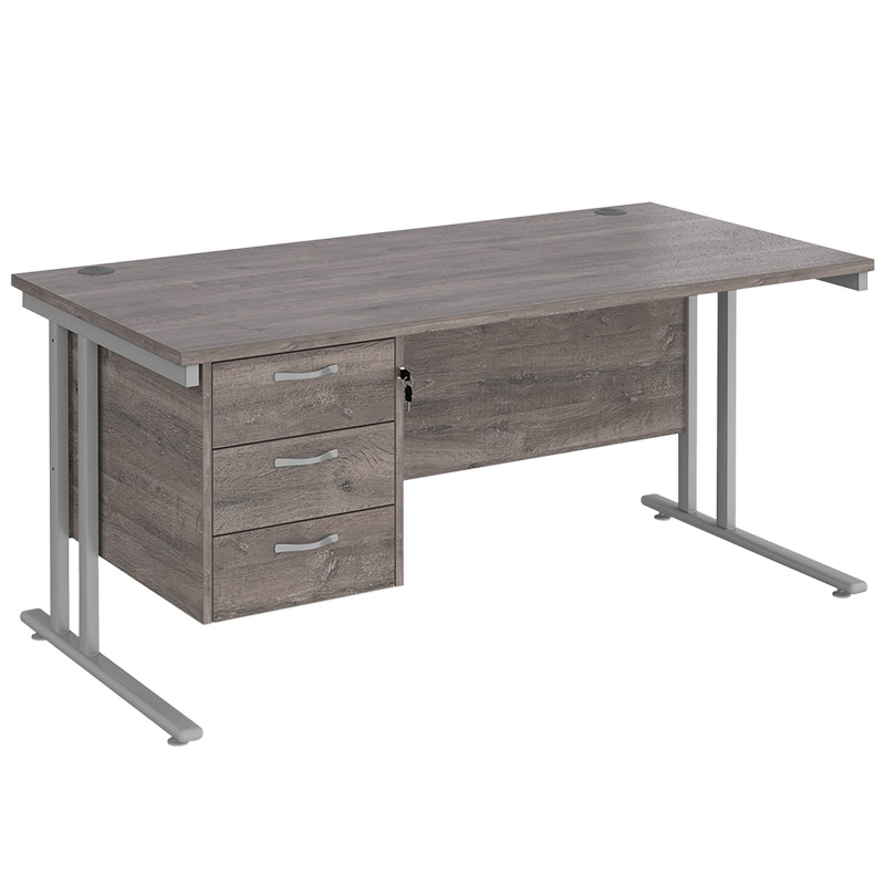 Maestro 25 Desk with Three Drawer Pedestal - 725 x 1600 x 800mm