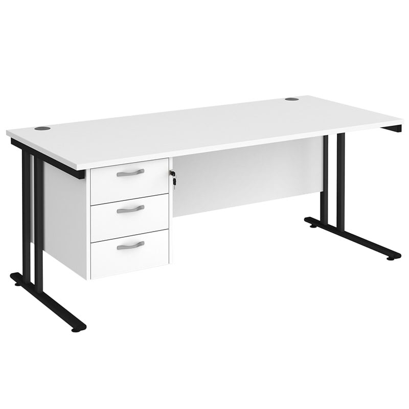 Maestro 25 Desk with Three Drawer Pedestal - 725 x 1800 x 725mm