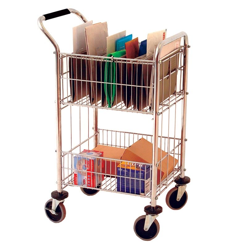 Mailroom Trolley with 2 baskets - 1020 x 485 x 660mm