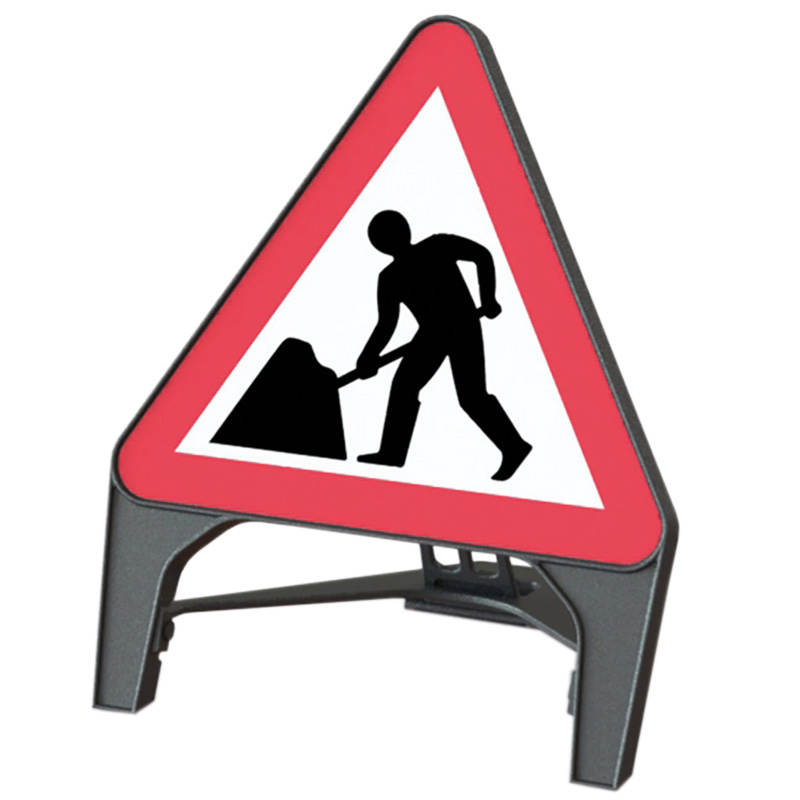 Men at Work 750mm Triangular Q Sign Traffic Sign