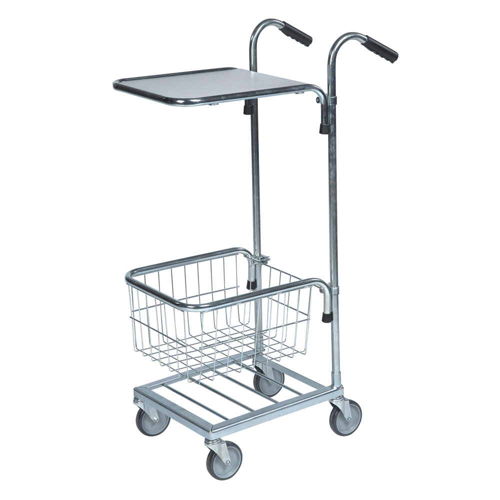 Mini Office Trolley 1 shelf and 1 basket -35kg capacity - 1090 x 355 x 660