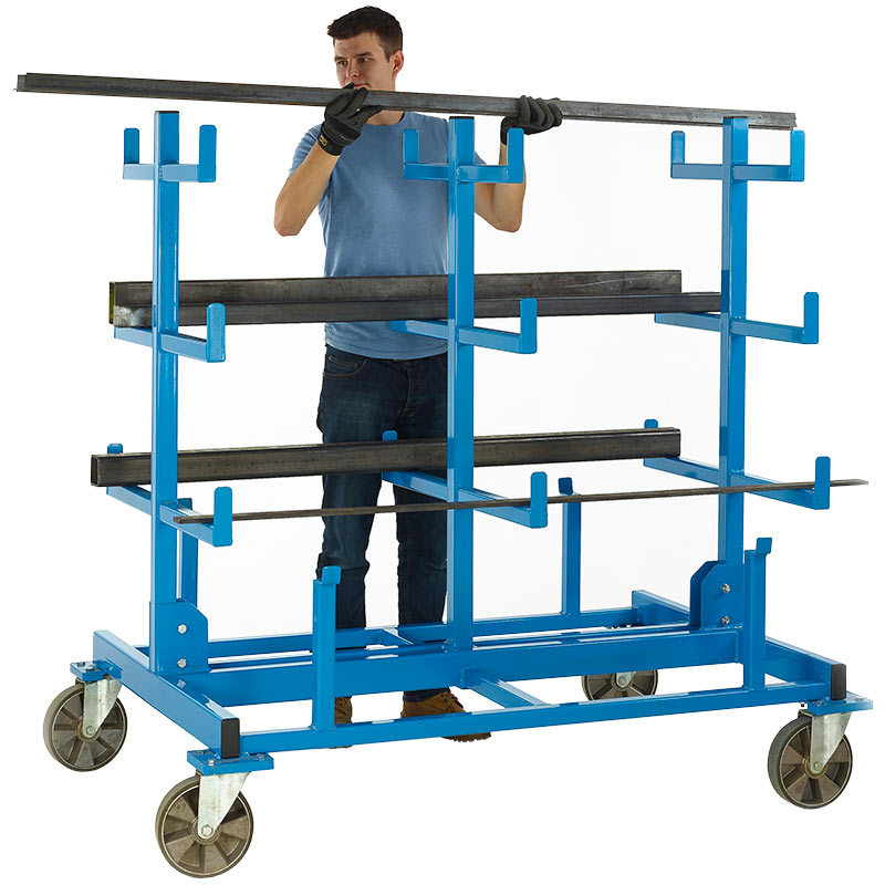 Heavy Duty Mobile Bar Storage Rack -  3 arms 