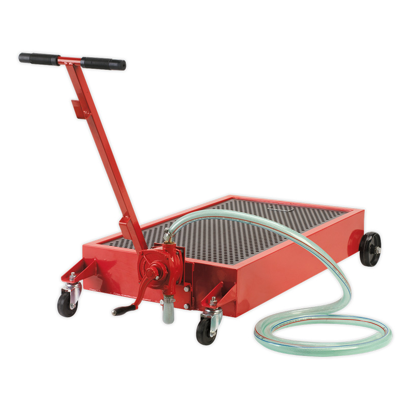 Sealey 64L Low Level Oil Drainer Trolley Pan with Pump