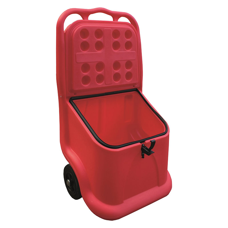 75L Mobile Grit Bin with handle and wheels - Red