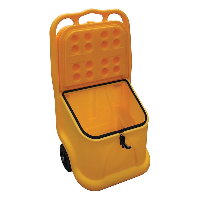 75L Mobile Grit Bin with handle and wheels - Yellow