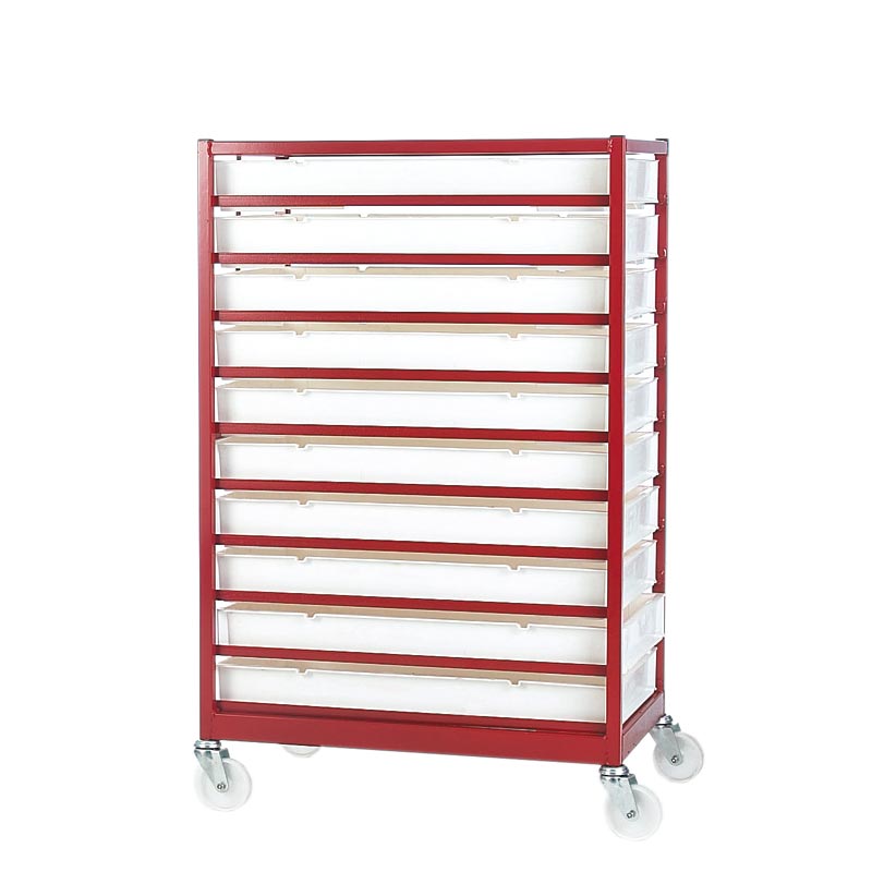 Mobile Tray Rack with 10 Trays - Painted -  1240 x 570 x 800mm