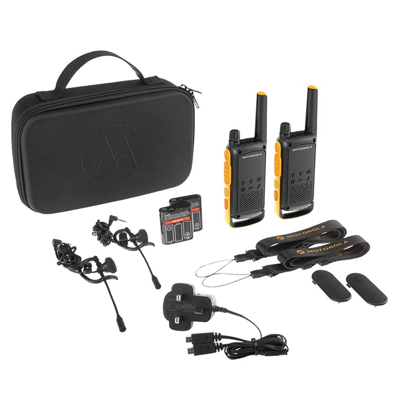 Motorola T82 Extreme Twin Weatherproof 2-way Walkie-Talkies with Carry Case, Ear Pieces & Lanyards