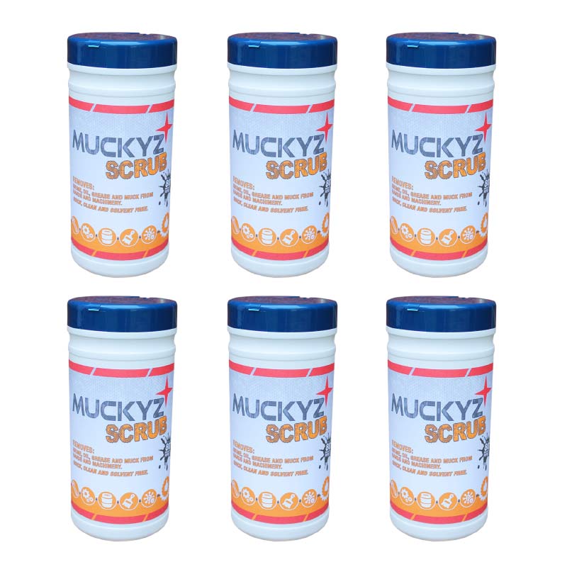 Muckyz Scrub Anti-Bacterial Industrial Wipes (6 tubs of 80 wipes)