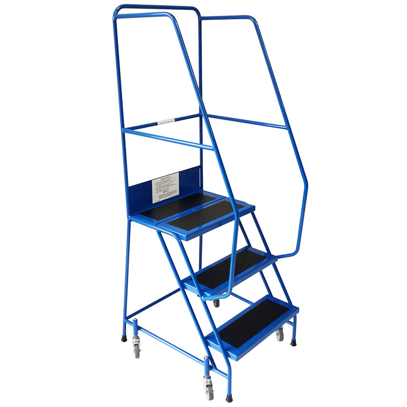 Narrow Aisle Warehouse Platform Steps -Blue - 3 PVC  Treads - 750mm Platform Height