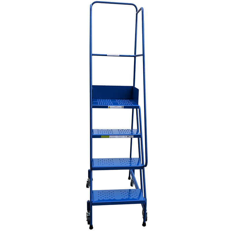 Narrow Aisle Warehouse Platform Steps - Blue - 4 Punched Metal Treads - 1000mm Platform Height