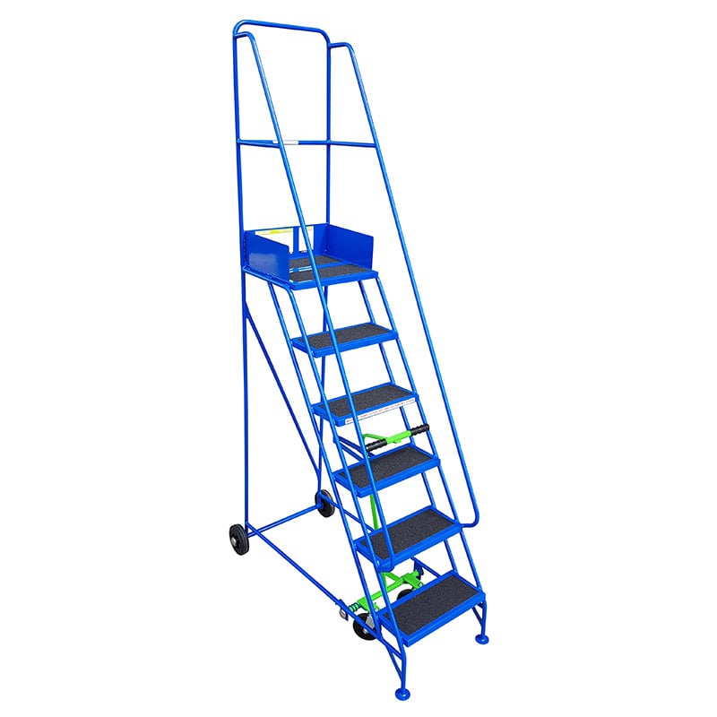 Narrow Aisle Warehouse Platform Steps - Blue - 6 PVC Treads - 1500mm Platform Height