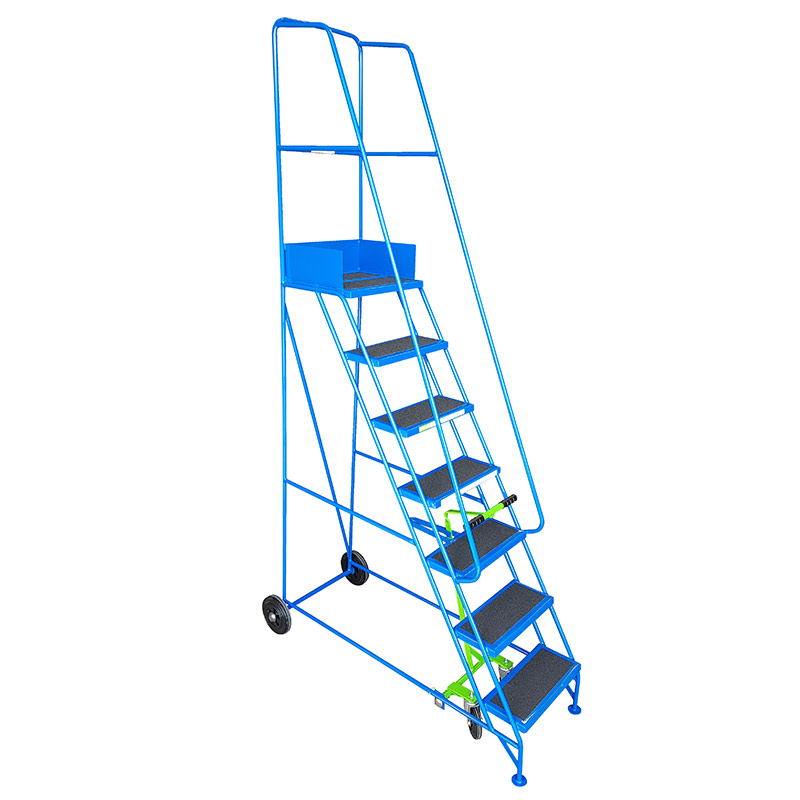 Narrow Aisle Warehouse Platform Steps - Blue - 7 PVC Treads - 1750mm Platform Height