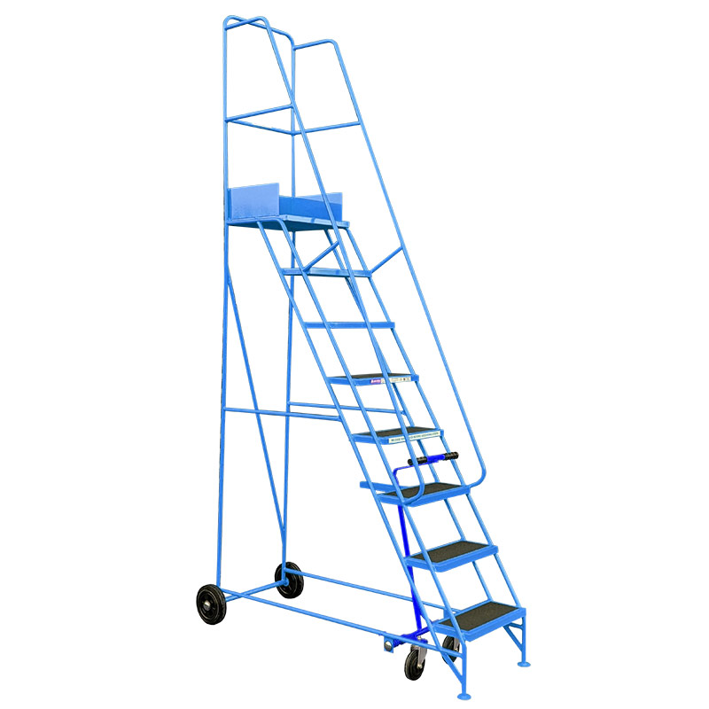 Narrow Aisle Warehouse Platform Steps - Blue - 8 PVC Treads - 2000mm Platform Height