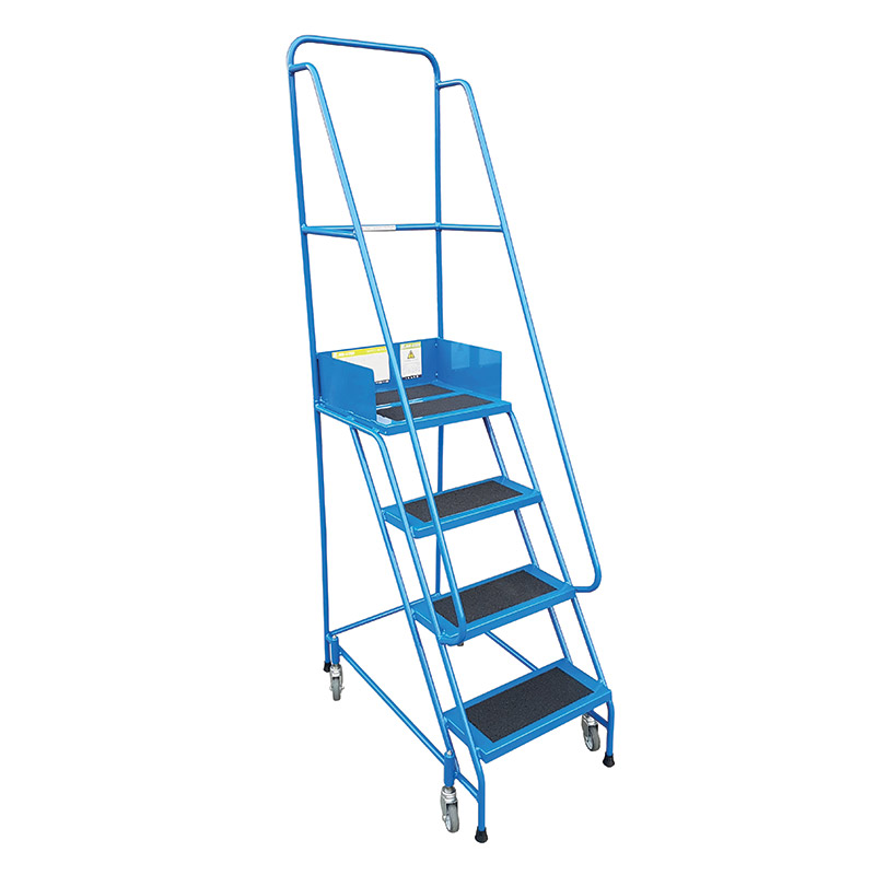 Narrow Aisle Warehouse Platform Steps - Blue - 4 PVC  Treads - 1000mm Platform Height