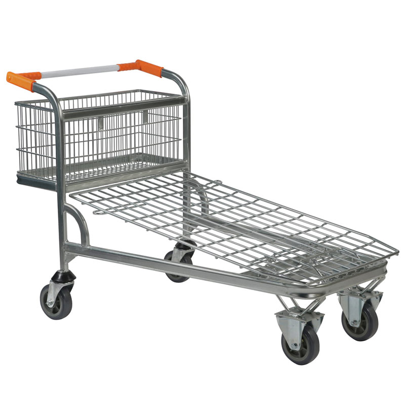 Nestable Cash & Carry Platform Truck with Integral Rear Basket