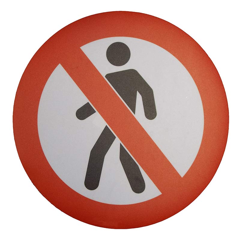 No Pedestrians Graphic Floor Sign Sticker  - 430mm Diameter