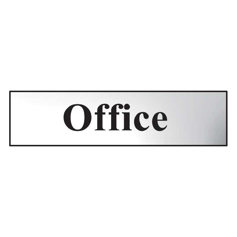 Self-Adhesive Mini Office Sign - Polished Chrome Effect Laminate - 200 x 50mm