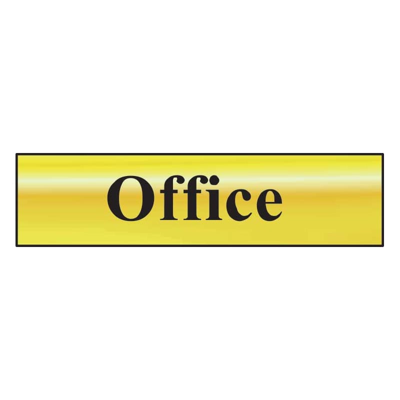 Self-Adhesive Mini Office Sign - Polished Gold Effect Laminate  - 200 x 50mm